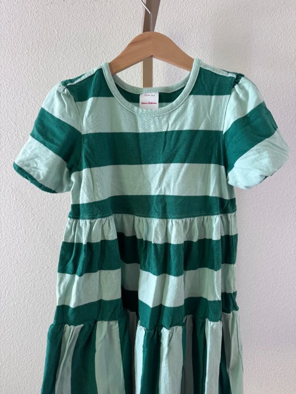 Hanna Andersson Twirl Power Dress Size 5 110 Seafoam Stripe Cotton